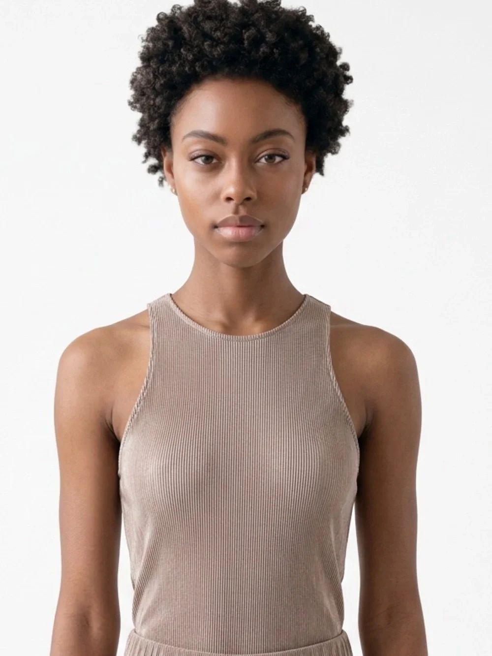 A NEW DAY | Ribbed Sleeveless Tank Top in Taupe Women’s Size Medium